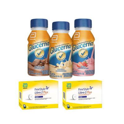 Freestyle Libre 2 Plus Sensor + Glucerna 237 ml Sabores Surtidos | Chocolate, Fresa y Vainilla