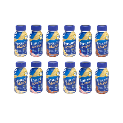 Ensure Advance 12 Pack 237 ml Sabores Surtidos | Chocolate, Fresa y Vainilla | Bebida Nutricional con Proteína, Vitaminas y Minerales
