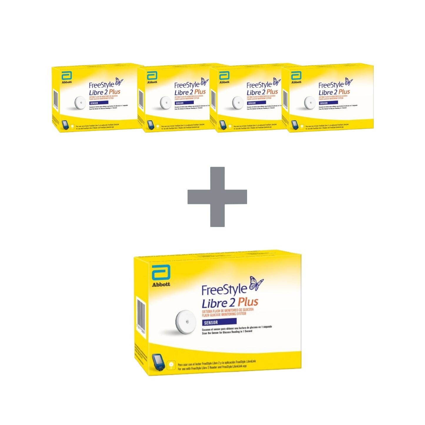 Freestyle Libre 2 Plus pack 4 sensores + 1 sensor gratis (15 días c/sensor)