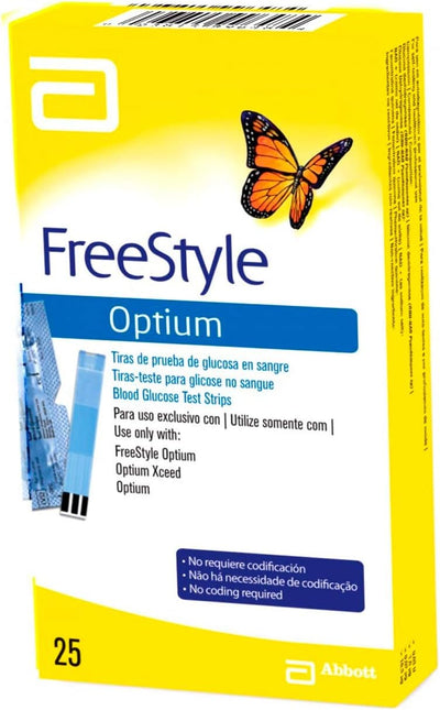 Tiras Reactivas FreeStyle Optium (Caja con 25 - Empaque Individual)