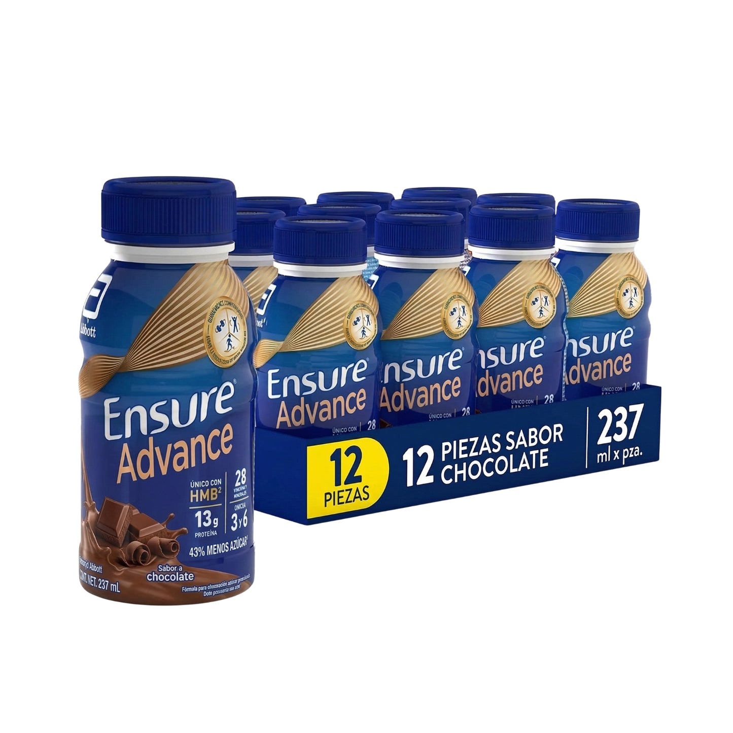Ensure Advance Chocolate 12 Pack 237 ml | Bebida Nutricional con Proteína, Vitaminas y Minerales | Soporte Nutricional Diario