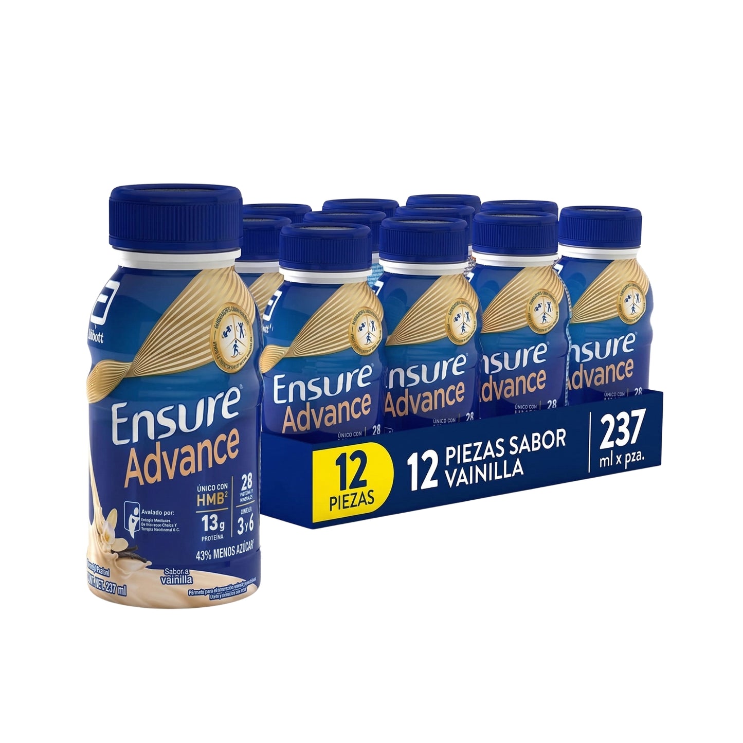 Ensure Advance Vainilla 12 Pack 237 ml | Bebida Nutricional con Proteína, Vitaminas y Minerales | Soporte Nutricional Diario