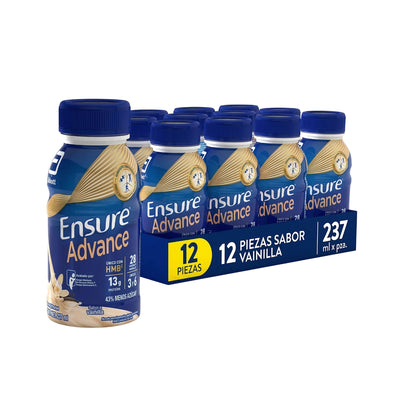 Ensure Advance Vainilla 12 Pack 237 ml | Bebida Nutricional con Proteína, Vitaminas y Minerales | Soporte Nutricional Diario
