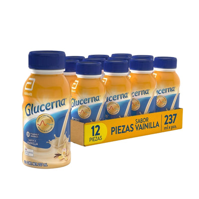 Glucerna Vainilla 12 Pack 237 ml | Bebida Nutricional para Control de Glucosa, Sin Azúcar, con Proteína, Fibra y Vitaminas