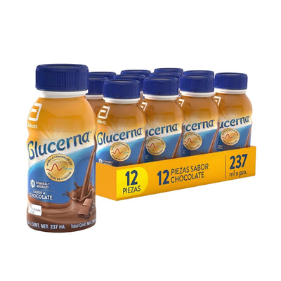 Glucerna Chocolate 12 Pack 237 ml | Bebida Nutricional para Control de Glucosa, Sin Azúcar, con Proteína, Fibra y Vitaminas