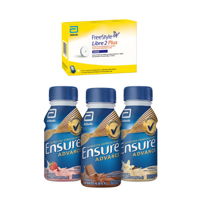 Freestyle Libre 2 Plus Sensor + Ensure Advance Pack 237 ml Sabores Surtidos | Chocolate, Fresa y Vainilla