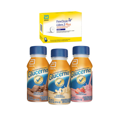 Freestyle Libre 2 Plus Sensor + Glucerna 237 ml Sabores Surtidos | Chocolate, Fresa y Vainilla