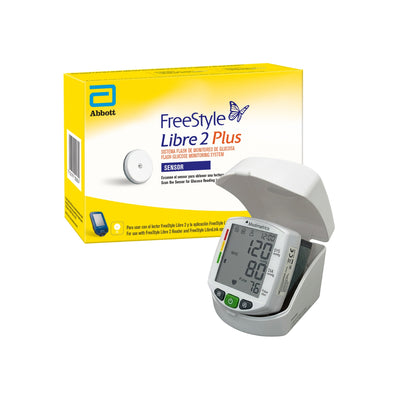 FreeStyle Libre 2 Plus Sensor + Baumanómetro de Muñeca Medimetrics MDW-880 | Kit Glucosa y Presión