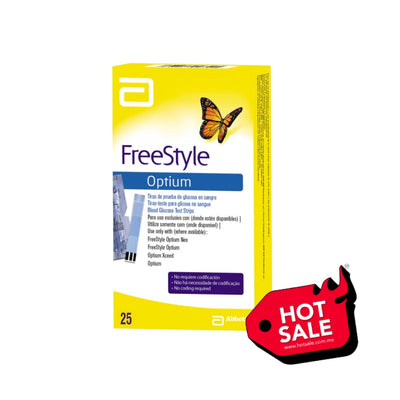 Tiras Reactivas FreeStyle Optium (Caja con 25 - Empaque Individual)